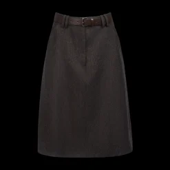 A-Line Belted Midi Skirt