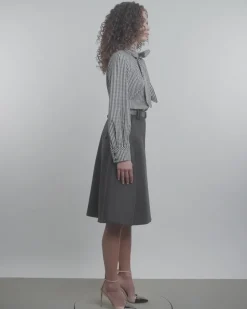 A-Line Belted Midi Skirt