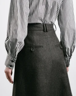 A-Line Belted Midi Skirt