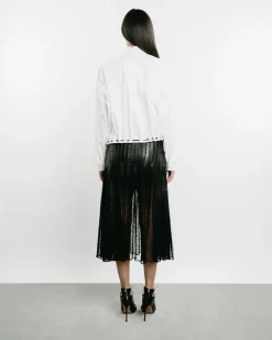 Alix Leather Strip & Lace Skirt