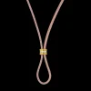 Amani Natural Leather Cord With Diamond Slider Necklace