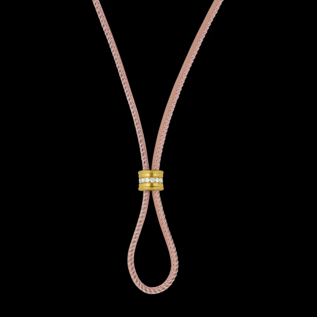 Amani Natural Leather Cord With Diamond Slider Necklace