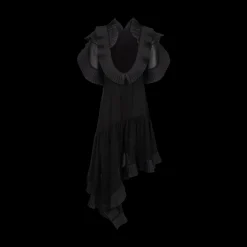 Asymmetric Pleated Georgette Dress