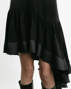 Asymmetric Pleated Georgette Dress