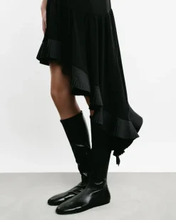 Asymmetric Pleated Georgette Dress
