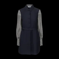 Belted Dress With Contrast Sleeves