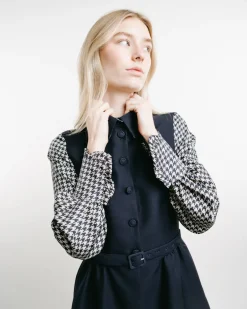 Belted Dress With Contrast Sleeves