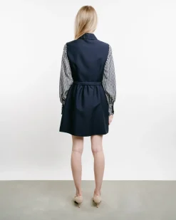 Belted Dress With Contrast Sleeves