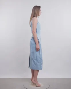 Buttoned Hip Pad Dress
