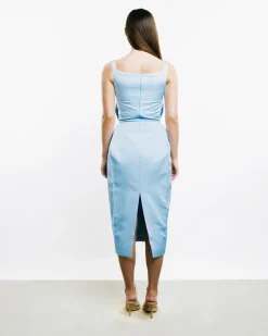 Buttoned Hip Pad Dress