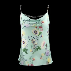 Chain-Detail Floral Top