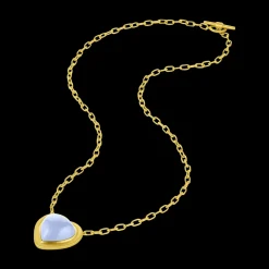 Chalcedony Cabochon Heart Necklace