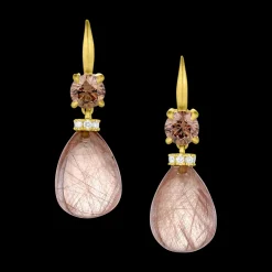 Champagne Diamond & Rutilated Quartz Gemmy Drop Earrings