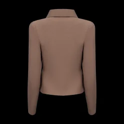 Crêpe Knit Peplum Collar Jacket