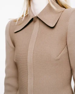 Crêpe Knit Peplum Collar Jacket