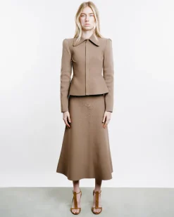 Crêpe Knit Peplum Collar Jacket
