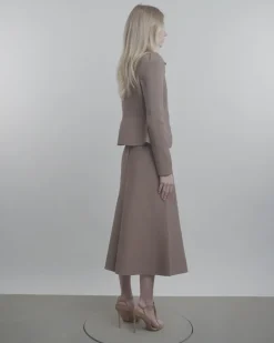 Crêpe Knit Peplum Collar Jacket