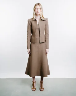 Crêpe Knit Peplum Collar Jacket