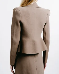 Crêpe Knit Peplum Collar Jacket