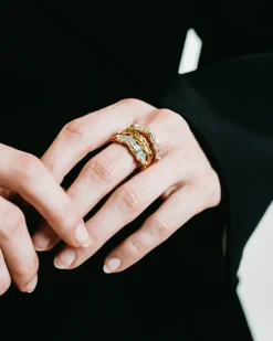 Crystal Quartz Wave Stackable Ring
