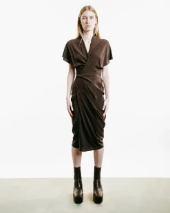 Draped Wrap Midi Dress
