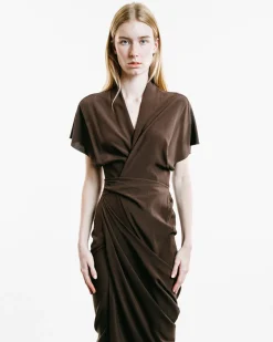 Draped Wrap Midi Dress