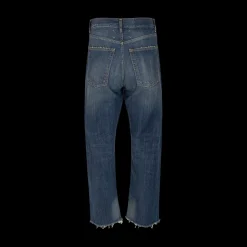 Frayed Distressed Straight-Leg Jeans