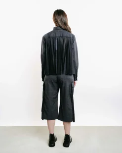 Glen Check Mixed Media Button-Up Shirt