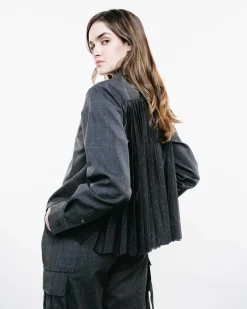 Glen Check Mixed Media Button-Up Shirt