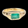 Green Emerald & Diamond Ring