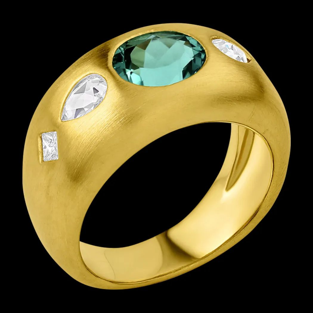 Green Tourmaline & Diamond Tilly Ring