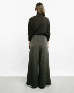 High-Waisted Herringbone Pants