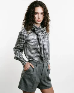 Houndstooth Bow-Tie Shirt
