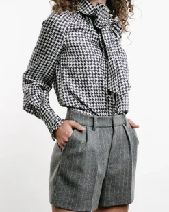 Houndstooth Bow-Tie Shirt