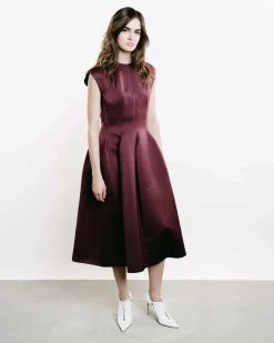 Knee-Length Paneled Satin Dress