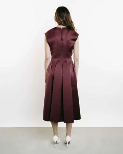 Knee-Length Paneled Satin Dress