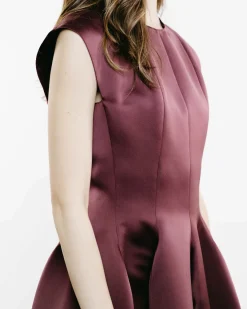 Knee-Length Paneled Satin Dress