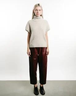 Leather Carrot Pants Rust
