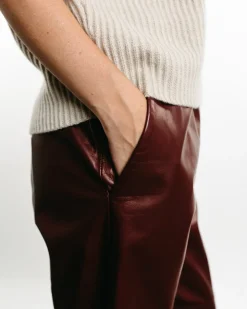 Leather Carrot Pants Rust