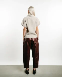 Leather Carrot Pants Rust