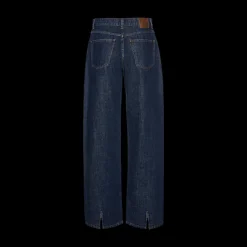 Loose-Leg Faded Denim Pants