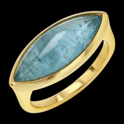 Marquise-Cut Aquamarine Cabochon Ring