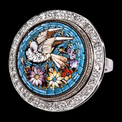 Micromosaic Round Dove Ring