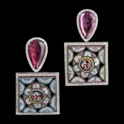 Micromosaic Square Earrings