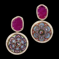 Micromosaics Ruby Earrings