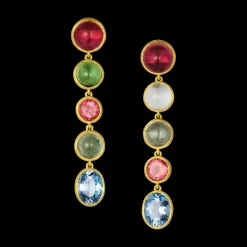 Mixed Gemstone Line Earrings