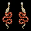 Nouvelle Diamond Red Enamel Serpent Earrings