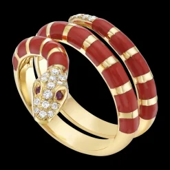 Nouvelle Serpent Red Enamel Coil Ring