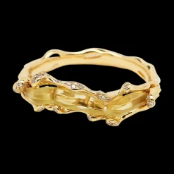 Olive Quartz Wave Stackable Ring