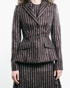 Pinstripe Single-Breasted Blazer